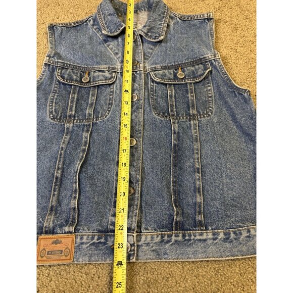 GITANO VTG Jean Denim Jacket Vest 90s Y2k Acid Mid Wash Biker Preppy Grunge M - Picture 8 of 8